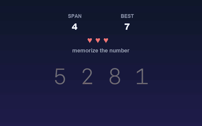 Digit Span Backwards gameplay preview