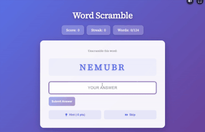 Word Scramble gameplay preview